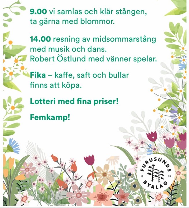 Fira Midsommar på Furusund, fredag 20 juni  